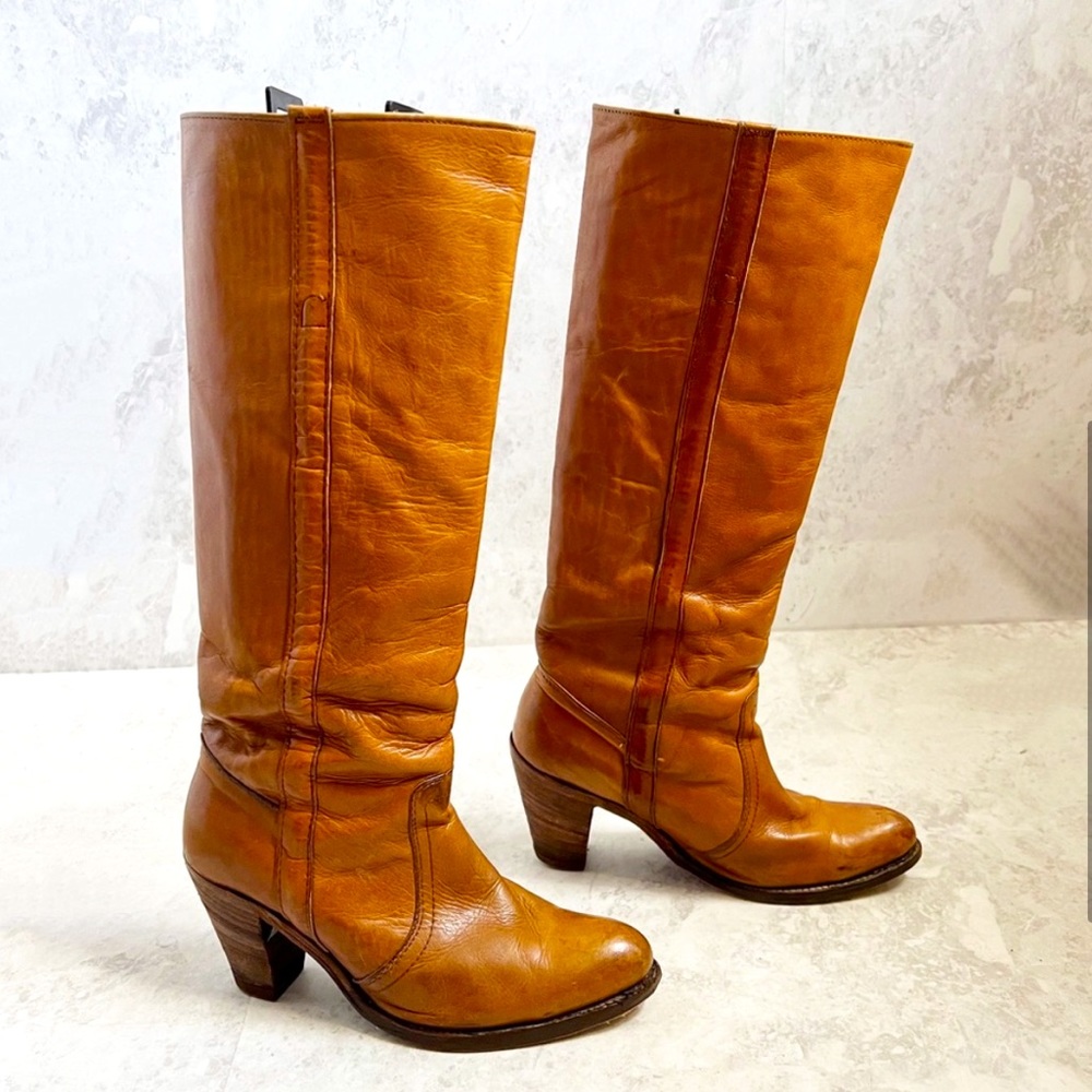 Vintage 1970s FRYE Black Label leather knee high Campus riding boots 8 8…